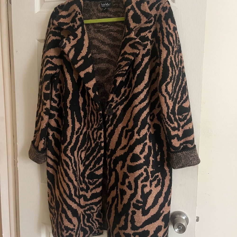 Gorgeous animal print sweater jacket large